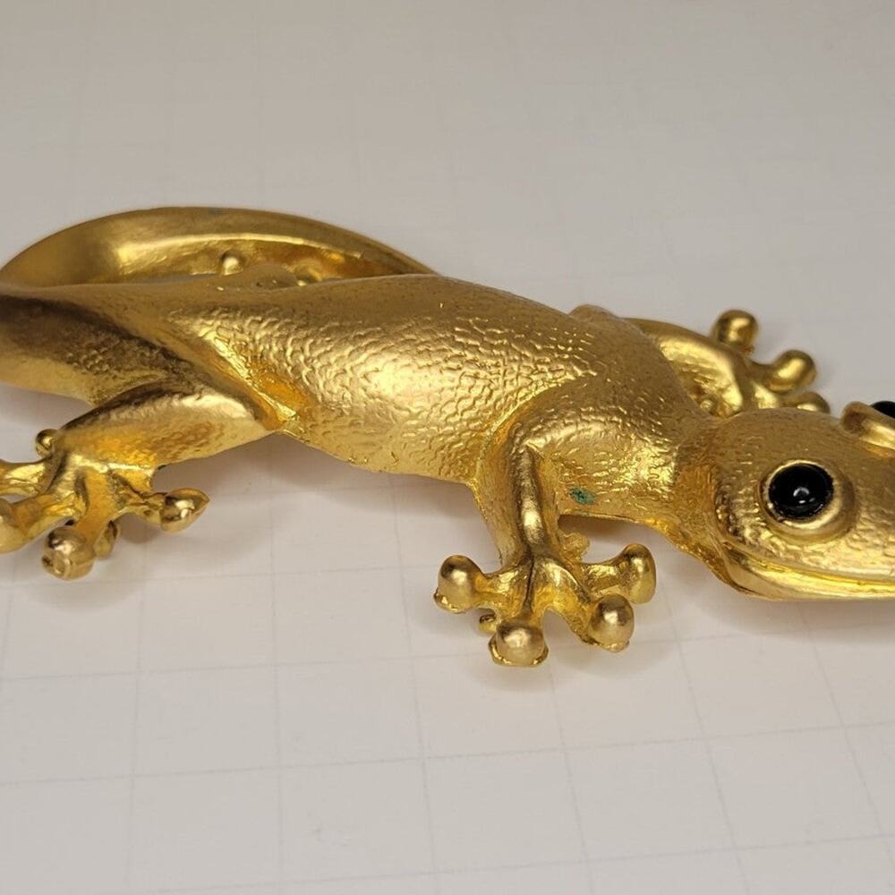 VintageVintage Gold Tone Gecko Lizard Brooch - Picture 10 of 12
